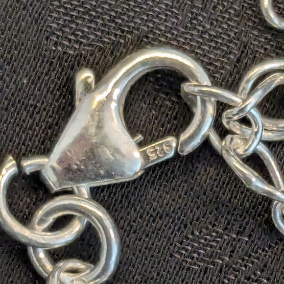 π Opal Heart Sterling Silver Necklace Man-made Opal 925 Silver - Picture 9 of 10